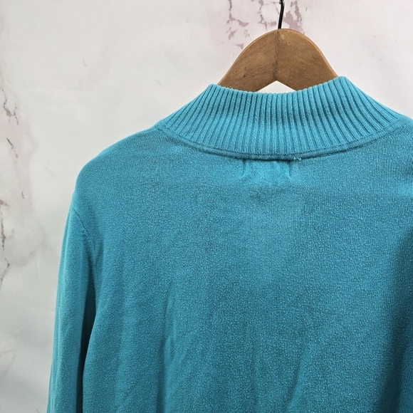 Foxcroft Sweater Womens XXL 2XL Blue Quarter Half Zip Pullover Cotton Mock - Picture 6 of 11